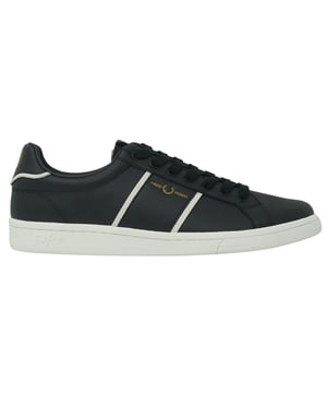 Fred Perry Debossed Branding Leather Mens Black Trainers. Fred Perry Debossed Branding Leather Mens Black Trainers. Style: B9191 220. Branded Logo On Tounge. Lace Fasten Trainers. Branded Badge On Side Of Shoe