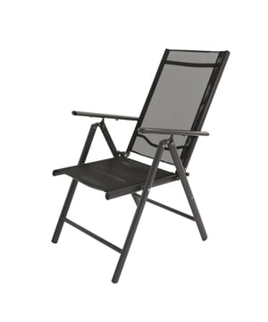 80% Aluminium, 20% Textilene. Contents: 1 Storage Bag. Arm Rests, Folding, Recliner, Tubular Frame. Fabric Technology: Lightweight.