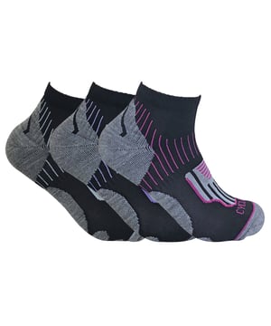 If you are an avid cycler and are looking for a reliable pair of functional cycling socks to keep your feet comfortable and temperature regulated whilst you are cycling, then consider these men's cycling socks. These women's cycling socks have many features that will help maintain your performance. Firstly, they are moisture wicking which helps keep your feet dry, breathable and temperature regulated keeping them cooler in the summer. The mesh panels knitted in the sock facilitate this. Their short length also allows for more flexibility and breathability. The sock is also layered with cushioned fabric to prevent blisters and keep your feet generally comfortable. The cushioned areas protect the heel, toe, and guard against Achilles tendon damage. These socks are also hard wearing with a high polyester content to make them durable. These women's cycling socks are available in a 3-pair pack and come in a size 4-7 UK 37-42 EU 4-8 US. They are made from 45% polyester 35% acrylic 18% polyamide and 2% elastane. They are also safely machine washable.