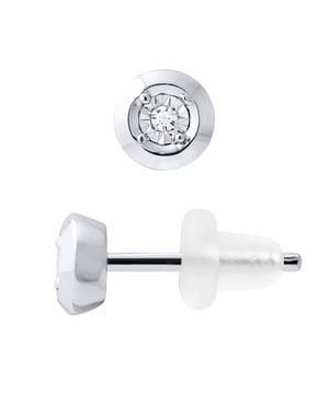 Pendientes, diamantes verdaderos CTS 0.020 (2 x 0.010 cts) - Ilusión Serti 0.50 CTS - Calidad HSI (color H - Calidad SI1) - Patrón de diámetro Central 5 mm - Joyas Oro blanco 375 milésimas Sistema de coches - 100% Allogénico - Garantía de 2 años Contra los defectos de fabricación, viene en su caja con un certificado de autenticidad y una garantía internacional, todas nuestras joyas se hacen en Francia.