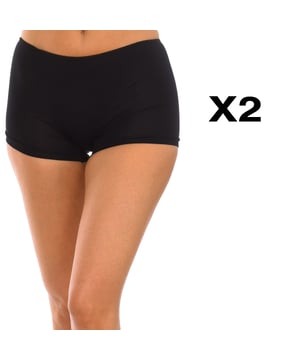 Pack-2 Culottes de microfibra Q-EN.
Color Negro
Ribetes en los contornos.
Tejido elástico y transpirable.
Costuras vistas a tono.

Composición:  95% Bamboo, 5% Elastano

Lavar a temperatura máx. 30º.
- No usar lejía.
- No usar secadora.
- No planchar.
- No lavar en seco.
