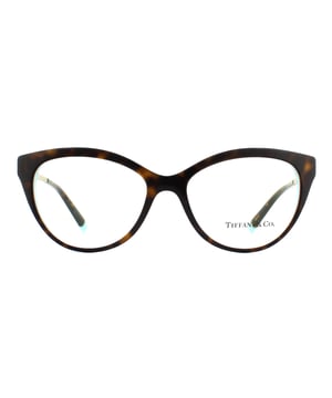 Tiffany Glasses Frames TF2180 8275 Havana Crystal Blue 54mm are a gorgeous butterfly design with an acetate front and temple tips and slender flat metal Diamond Point temples. Flashes of Tiffany blue at the temple tips provide brand recognition.