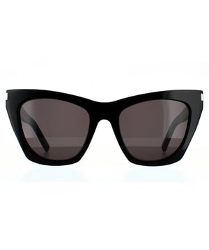 Saint Laurent Cat Eye Womens Black Grey Sunglasses Saint Laurent are a glamorous oversized cat eye style made from acetate with Saint Laurent signature engraved temples.