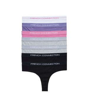Refresh and add a pop of colour to your everyday essentials with this seven-pack of French Connection thongs. Features elastic waistband with French Connection branding logo. Made from stretch cotton fabric to ensure comfortable wear.