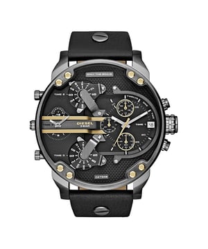 Merk:DieselModel:DZ7348Barcodenummer:Geslacht:HerenGrootte kast:57mmKleur kast:GrijsKastmateriaal:Roestvrij staalKleur wijzerplaat:BlauwMateriaal:LeerKleur band:ZwartBeweging:Quartz (Batterij)Chronograaf:JaWaterbestendigheid: