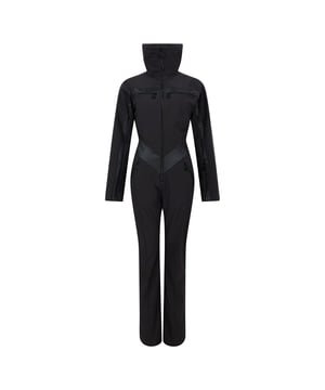 Material: Polyester. Pockets: Ski Pass Pocket, 2 Chest Pockets, 2 Lower Pockets. Fabric Technology: Abrasion Resistant, ARED 15/15, Breathable, Durable, Lightweight, PFC Free, PFOA Free, PFOS Free, Snowproof, Water Repellent, Waterproof. Fit: Bootcut. Neckline: High-Neck. Sustainability: Made from Recycled Materials. Metal Detail, Panel Detail, Snow Gaiters, Zip Gusset. Fabric: Softshell.