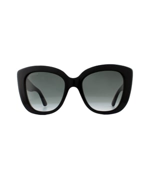 Gucci Sunglasses GG0327S 001 Black Grey Gradient are a bold acetate cat eye style for women. Embellished with the interlocking GG logo on each temple. These sunglasses are guaranteed to make a statement this summer!.