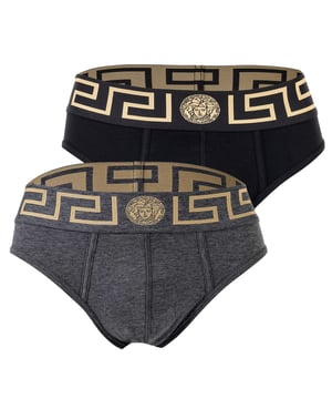 Eleganter Herren Slip der Marke VERSACE. 
Hochwertige einfarbige Unterhosen.
Greca-Muster und Medusa-Motiv am elastischen Bund.