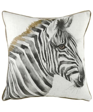 Bring the African jungle to your interior with this Safari inspired cushion. With a beautiful watercolour painting of one of Africa's most distictive animals, this cushion will sit perfect within any contemporary home with its neutral colour palette and soft piped edging.