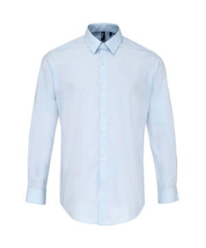 Supreme heavier weight Easycare poplin shirt with improved wear and appearance. Stiffened formal cut collar. Button fastened cuffs that will also fit cufflinks. Two button fastening detail on collar stand. Semi fitted styling. Easy cut-out label for rebra. Fabric:65% Polyester, 35% Cotton, plain poplin weave Weight: 125gsm. Collar 14.5”, 15”, 15.5”, 16”, 16.5”, 17”, 17.5”, 18”, 18.5”, 19”.