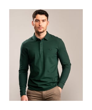 Mens Smart Paris Long Sleeve Polo Shirt- Ribbed Collar.- Long Sleeve with elasticated trim.- Tonal Lacoste logo to chest.- Speckled detail throughout.- Regular fit.- 94% Cotton  6% Elastane  Machine washable.