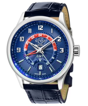 GV2 Giromondo - GMT
Giromondo, Italiano para trotamundos, es el compañero definitivo de alta potencia para viajar por el mundo. Construido para sobresalir mientras estás en movimiento, este reloj de cuarzo de 42 mm es la declaración más audaz de GV2 hasta ahora. El movimiento GMT de cuarzo suizo impulsa la caja de 42 mm, la correa de cuero italiano genuino o la pulsera de acero inoxidable. No confundir con un Maserati o Ferrari, este modelo de lujo italiano puede llevarte a cualquier lugar. Giromondo de GV2: rendimiento y tecnología diseñados para moverse.

Reloj de cuarzo suizo para hombre GV2 42302 Giromondo
Caja de acero inoxidable de 42 mm con esfera azul y formato de 24 horas en el interior
Corona de empuje y tracción, fecha a las 6 en punto
Correa genuina de cuero italiano azul con hebilla de lengüeta
Cristal de zafiro antirreflectante
Resistente al agua hasta 50 metros/5ATM
Movimiento GMT de cuarzo suizo, Ronda 515