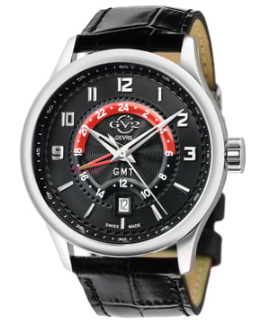 GV2 Giromondo - GMT
Giromondo, italiano para viajero del mundo, es el compañero definitivo y de alta potencia de los viajeros. Diseñado para rendir al máximo en movimiento, este reloj de cuarzo de 42 mm es la afirmación más audaz de GV2. El movimiento GMT suizo de cuarzo impulsa la caja de 42 mm, la correa de auténtica piel italiana o la pulsera de acero inoxidable. No debe confundirse con un Maserati o un Ferrari, este modelo de lujo italiano te llevará a cualquier lugar. Giromondo de GV2: rendimiento y tecnología diseñados para moverse. Reloj GV2 42303 Giromondo suizo de cuarzo para hombres.

Reloj de cuarzo suizo para hombres de GV2 de la colección Giromondo.
Caja de acero inoxidable de 42 mm con esfera negra y formato de 24 horas en la esfera interior.
Corona de presión y fecha a las 6 en punto.
Correa auténtica de piel italiana negra con hebilla de lengüeta.
Cristal de zafiro anti-reflectante.
Resistente al agua hasta 50 metros / 5ATM.
Movimiento suizo de cuarzo GMT, Ronda 515.