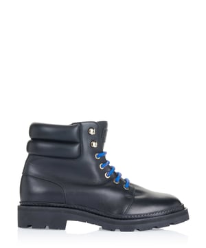 100% piel de becerro; botines Bally; Modelo: 59739823143 F100; Mano de obra de alta calidad; Piel suave; Cordones clásicos; Suela de goma antideslizante; gorra redonda; Altura del eje (cm): 12; Detalles del logotipo de Bally.