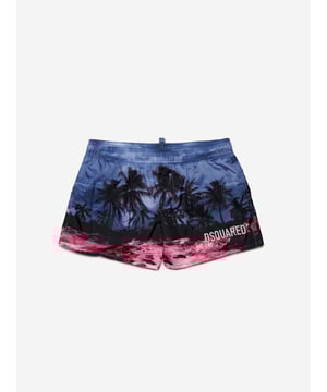 Introducing the Boys Palm Tree Swim Shorts in Blue by dsquared2_kids, an exquisite addition to your boy's SS2024 wardrobe! Distinct Design: The swim shorts come in a refreshing blue colour, adorned with a playful palm tree print, making it a stylish must-have. Superior Comfort: Crafted from premium quality fabric, these shorts not only offer chic look but also unsurpassed comfort for all day wear. Perfect Fit: These swim shorts fit true to size, ensuring your boy enjoys his beach days or pool parties without any fuss. High-end Treat: Brought to you by the renowned brand dsquared2_kids, this piece is a testament to top-tier fashion for kids.Elevate your boy's style with these captivating Palm Tree Swim Shorts in Blue. Limited stock - buy now!