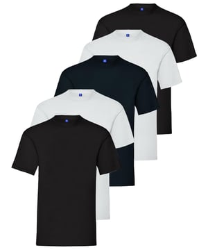 Introducing the Kruze By Enzo Mens Cotton Crew Neck Regular Fit T-Shirt. Crafted with the finest quality cotton for superior comfort and breathability, this shirt boasts a classic crew neck design, offering a versatile look that effortlessly transitions from casual outings to laid-back weekends. The Regular Fit silhouette ensures flattering wear for all body types, making it perfect for any occasion. Pack of 5 includes Black, Black, White, White, Navy