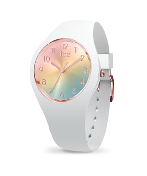 This Ice Watch Ice Sunset - Rainbow Analogue Watch for Women is the perfect timepiece to wear or to gift. It's White 34 mm Round case combined with the comfortable White Silicone will ensure you enjoy this stunning timepiece without any compromise. Operated by a high quality Quartz movement and water resistant to 10 bars, your watch will keep ticking. Thanks to its ultra-soft silicone strap and its colourful white dial, it will bring a fashionable and modern touch to all your outfits! The choice is yours! High quality 19 cm length and 16 mm width White Silicone strap with a Buckle. Case diameter: 34 mm, case thickness: 10 mm, case colour: White and dial colour: Multicolour.
