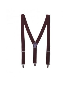 Stylish clip on braces for men. Faux leather. Elastic ´Y´ back strap braces. Adjustable with lock buckles. Three non-slip buckles for attachments.