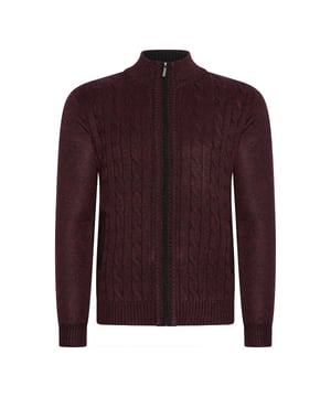 Chaqueta de punto Cappuccino Italia para hombre. El Cable Cardigan está hecho de 100% poliéster y tiene un corte regular.  Marca: Cappuccino ItaliaNombre del modelo: Cable CardiganCategoría: cárdigan para hombreComponentes: poliésterColor: rojo burdeos