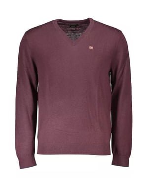Rood wollen shirt  
Lange mouwen  
V-hals  
Fijn borduurwerk met logo  
Ontworpen voor mannen  
Materiaal: 100% Wol