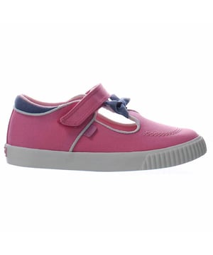 Patadas Tovni T-Bow Strap Up Pink Canvas Kids Plimsolls 1_15780