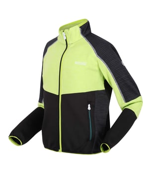 The Oberon V kids' jacket from Regatta is just the thing for weekends in the hills and blustery beach walks. The kids' stretch jacket features Extol stretch, warm-backed fabric, providing comfortable movement, whilst withstanding the rough and tumble of adventure. With stretch binding to the collar, cuffs and hem, you'll stay warm in cold or blustery conditions. The full zip allows for easy wear and extra ventilation. The zip pockets provide storage space for your belongings. Material: 90% Polyester, 10% Elastane. Ref: RKL110ZWC.