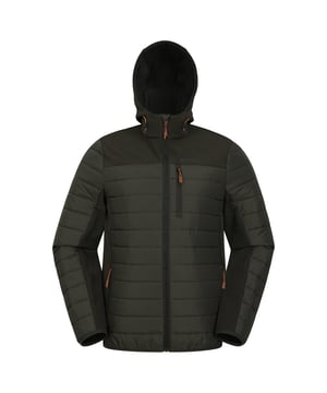 Gewebetechnik: Atmungsaktiv, Wasserabweisend, Flexibel, Wärmespeicherung, Sehr warm, isolierend, Leicht, Wasserfest, Wasserbeständig. Gewebe: Microfaser, Softshell, gewebter Stoff. Design: Logo, Gesteppt. Durchgehender Reißverschluss. Wattiert, Stretch-Segmente. Taschenart: Zwei Seitentaschen, 1 Brusttasche, Reißverschluss. Kapuzenmerkmale: angenähte Kapuze, Knebel-Einstellung. Mit Kapuze. Langärmlig.