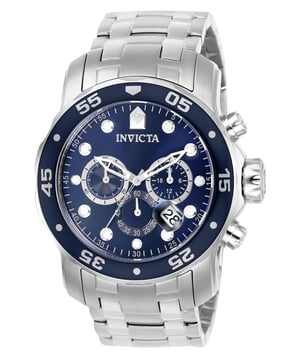 El Invicta 0070 tiene una caja de acero inoxidable de 48 millimetros con una esfera azul.
Esta modelo funciona con un movimiento de Cuarzo preciso.
Resistencia a la presión de aqua de 20 bares.
Este modelo es parte de la colección Invicta Pro Diver - SCUBA.

2 años de garantía Invicta.
