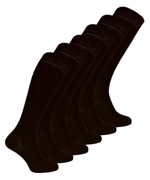 Je voeten verdienen het beste! Dus trakteer ze op deze geweldige lange sokken gemaakt van natuurlijke bamboematerialen! Deze zachte en soepele hoge sokken zijn ook super huidvriendelijk en gezond en verkrijgbaar in 6 paar per verpakking, veel waar voor je geld! Bamboe sokken zijn ademend en tot vier keer meer absorberend dan katoenen sokken. De zijdezachte stof van bamboemix heeft antibacteriële eigenschappen die geurtjes en schimmelvorming kunnen weerstaan. Bamboematerialen helpen de voeten de hele dag aangenaam fris te houden, en dankzij de holle structuur van de vezels is bamboe een super absorberend materiaal. Dit betekent dat bamboe effectief vocht en zweet van de huid afvoert. Deze sokken hebben ook een natuurlijke thermo regulatie voor warme benen en voeten, wat helpt om de normale lichaamstemperatuur te behouden en te reguleren. Ze hebben ook gladde, met de hand verbonden teennaden voor extra comfort. Ze hebben ook elastische comfortmanchetten zodat je benen comfortabel aanvoelen tijdens het dragen. Bamboesokken zijn van nature hypoallergeen en antibacterieel en ook verkrijgbaar als set van 6 paar, dus ze zijn niet alleen zacht, maar bieden ook veel waar voor hun geld! Deze bamboesokken zijn verkrijgbaar in drie kleuren, waaronder zwart, grijs en marineblauw . Ze zijn gemaakt van: 80% bamboe, 19% polyamide, 1% elastaan ​​en verkrijgbaar in maat 37-42 EU. Ze zijn machinewasbaar.