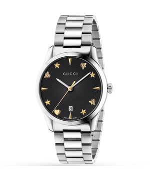 Brand: GUCCIWatch Markers: OtherWater Resistant: 50 MetersRecipient: UnisexMovement: QuartzCase Material: Stainless SteelDial Colour: BlackStrap Material: Stainless SteelDiameter: 42mmBrand Collections: G-Timeless