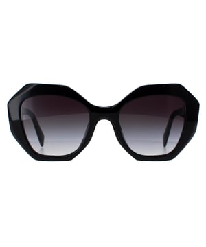 Prada Round Womens Black Grey Gradient PR16WS  Sunglasses are a glamorous design made of high-quality acetate material that ensures durability and comfort. The temples are adorned with the iconic Prada logo, adding a touch of sophistication. These sunglasses are perfect for any occasion, whether it's a day out in the sun or a night out on the town..