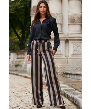Comfort and style - our favourite comboSpun from slinky satin fabricUltra-comfy elasticated waist and wide-legsStripes are always in styleCreate a cool co-ord with the matching shirtLet them stand out with a cami and blazerInside leg to fit: Short 29" | Regular 31" | Long 33"