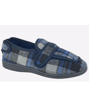 Keep feet comfortable and supported with these Zedzzz mens slippers, presented in a cosy navy design that fully opens for ease of wear and enhanced accessibilty.- Textile upper
- 4 way fully opening design
- Textile lining
- Secure touch fastening closure
- Textile Injected PVC Sole