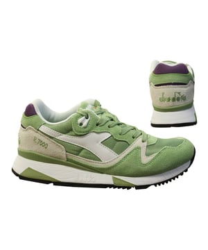 Diadora V7000 Nyl Ii Green Nylon Leed Leather Lace Up Mens entrenadores C6651 B2C