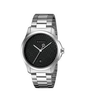 Stylish Mens Gucci watch, beautiful black dial and stainless steel strap and case with a diameter of 38mm