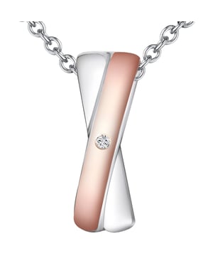 There is hardly any stronger proof of love than this timeless diamond necklace from Rafaela Donata. The chain itself consists of delicate anchor chains made of glossy -polished 925 sterling silver and can be easily opened and closed using the carabiner closure. Her rhodium -ily and partially rosé -gold pendant symbolizes two different people who have agreed with each other's eternal oath of love and appear as a strong unit. This impression is still being confirmed by the diamond placed in the middle, whose breathtaking beauty shines indefinitely.