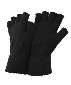Mens fingerless winter gloves. Protects hands from the cold whilst allowing for optimum dexterity. Choice of 4 colours. One size. 96% Acrylic, 3% Polyester, 1% Elastic. Machine washable.