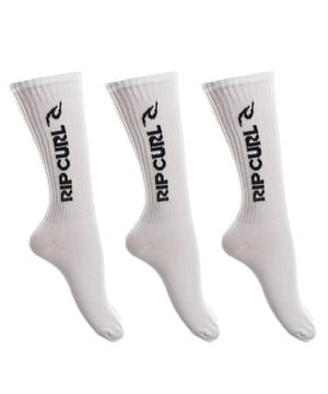 Rip Curl Men's Socks - Crew Sock - Pack of 3 Pairs of Cotton.

 Take your comfort to the next level with the RIP CURL Crew Sock, designed for men looking for a comfortable and versatile fit.

 This pack includes three pairs of socks made from soft cotton, each decorated with the brand's signature graphics, evoking the essence of surfing and coastal life.

 With a height that covers up to mid-calf, these socks offer greater protection and support, making them ideal for both sports activities and everyday use.

 Their cotton fabric ensures breathability, while the reinforced heel and toe add durability, making these socks a practical and stylish choice.

 Perfect for pairing with sneakers, boots or casual footwear, these RIP CURL socks not only provide a comfortable fit, but also add a touch of style and personality to any outfit.
 Composition: 64% Cotton, 32% Polyester, 2% Polyamides, 2% Elastane
 Care:
- Wash at a maximum of 30ºC.
 - Use a gentle wash cycle.
 - Do not use bleach.
 - Avoid tumble drying.