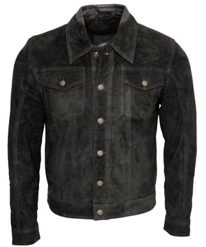 Het stijlvolle, op denim geïnspireerde overhemd wordt opnieuw geïnterpreteerd in het zachtste geitensuèdeleer. Dit slim-fit kledingstuk is jouw stijlstatement en straalt een ontwerp uit dat doet denken aan Americana uit de jaren 70. De jas heeft een drukknoopsluiting en verstelbare tailleband en manchetten voor extra comfort. Dit retro-jack ziet er geweldig uit met je favoriete jeans en een paar