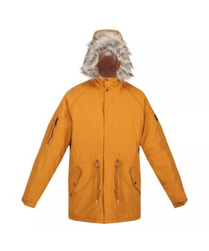 Material: 100% Polyester. Stoff: Gepeached. Innenfutter: Taft. Design: Logo, Einfarbig. Verstellbare Taille, hohe Wärmeleistung, verschweißte Nähte. Gewebe-Technologie: Atmungsaktiv, DWR-Finish, Isolierend, Isotex 5000, Quick Dry, Thermo-Guard, Wasserdicht, Winddicht. Manschette: Verstellbar. Ausschnitt: Mit Kapuze. Ärmel-Typ: Langärmelig. Kapuzen-Merkmale: Kunstpelzbesatz, angewachsene Kapuze, Knebelversteller. Taschen: Innentasche mit Reißverschluss, 1 Ärmeltasche, Reißverschluss, 2 untere Taschen, Pattenverschluss, Druckknopfverschluss. Verschluss: Zwei-Wege-Reißverschluss. 5000g/m²,/24hrs. Saum: Shockcord-Saum.