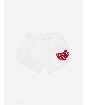 Versace depict extraordinary precision in their immaculate designs. These girls shorts are reflective of the Italian label's passion for sleek, innovative aesthetics. Crafted in beautiful cotton jersey via an embroidered heart-shaped Versace Logo Kids detail at the side and a back patch pocket.  Elastic Waistband Outer Composition: 100% Cotton Embroidery: 80% Viscose, 20% Polyester Trim: 99% Cotton, 1% Elastane