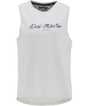 Wij houden van deze top van DreiMaster Vintage met zijn stijlvolle logo-opdruk op de borst. Dankzij het zeer zachte, geborstelde en stevige katoen is het zeer comfortabel om te dragen. De schouderpartij is gestikt met siernaden en komt zo mooi overeen met de logo-opdruk op de borst. De logo-opdruk met een anker op de achterkant voegt nog meer maritieme flair toe. De verlengde en afgeronde zoom aan de achterkant en de gemêleerde look ronden het geweldige ontwerp af.  Top