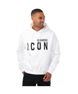 Sweat à capuche DSquared2 Icon pour homme en blanc.- Encolure avec cordon de serrage à capuche.- Bords côtelés.- Logo ICON signature de DSQ2 sur la poitrine.- Doublure en polaire brossée douce. - Ourlets droits.- Coupe Regular.- 100 % Coton.