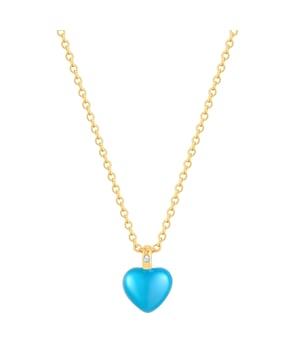 Fall in love with the enchanting necklace with heart pendant from Glanzstücken München! This fine anchor chain is made from 925 sterling silver and finished in radiant 14 carat yellow gold, giving it a luxurious shimmer. The heart pendant is a real eye-catcher: covered with colored enamel and decorated with a sparkling lab grown diamond that catches the light with every step you take. Whether as a gift for a special person or as a chic accessory for your own jewelry collection - this necklace is a piece of pure elegance. Let your heart beat for this exquisite piece of jewelry!