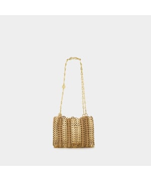 Een schouderriem met ketting. Dubbel dragen - Materiaal: 100% LEER. Voering: 100% messing. Kleuren: BRUIN - CAPPUCINO / GOUD. 100% VEAU.