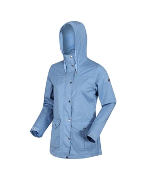 The Bayarma women's jacket from Regatta is just the perfect style. The women's waterproof and breathable jacket features taped seams for great protection from the rain. The women's jacket is ideal for evening walks. The adjustable cuffs and drawcord detail hood will keep you dry at all times. Material: 100% Polyester. Ref: RWW392H18.