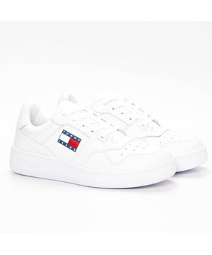 Merk: Tommy Hilfiger Jeans   Geslacht: Vrouwen   Type: Sneakers   Kleur: Wit   Sluiting: Veters   Seizoen: Herfst/winter   Zool: Rubber - 100% Leer • Materiaal: Leer