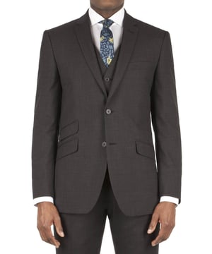The Racing Green collection is presented with classic understated style and design. The use of classically British heritage that inspires the brand extends through to the cloth, design and typically confident use of colour. This luxury grey puppytooth suit is made from wool rich fabric. The 2 button jacket is on the Racing Green tailored block and features a notch lapel and side vents. The jacket has additional internal pockets including a pocket with a button through envelop flap for added security. Wear with the matching suit trousers and waistcoat to create the perfect look for any occasion.