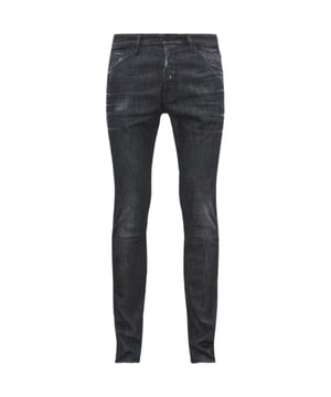 Vaqueros negros Cool Guy Jean de Dsquared2, denim elastico 98 % algodon, 2 % elastano, bragueta de botones, corte Cool Guy con pernera conica, diseño deshilachado