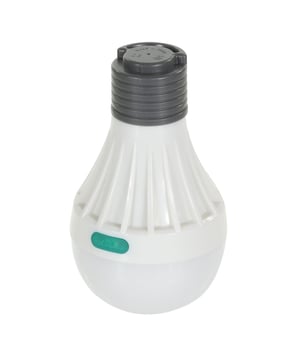 70% acrylonitrile butadiene styrene and 30% polystyrene. 80 lumens of light. Hanging handle for tent hooks. 4 x AA batteries included. 10 hours of operational use.